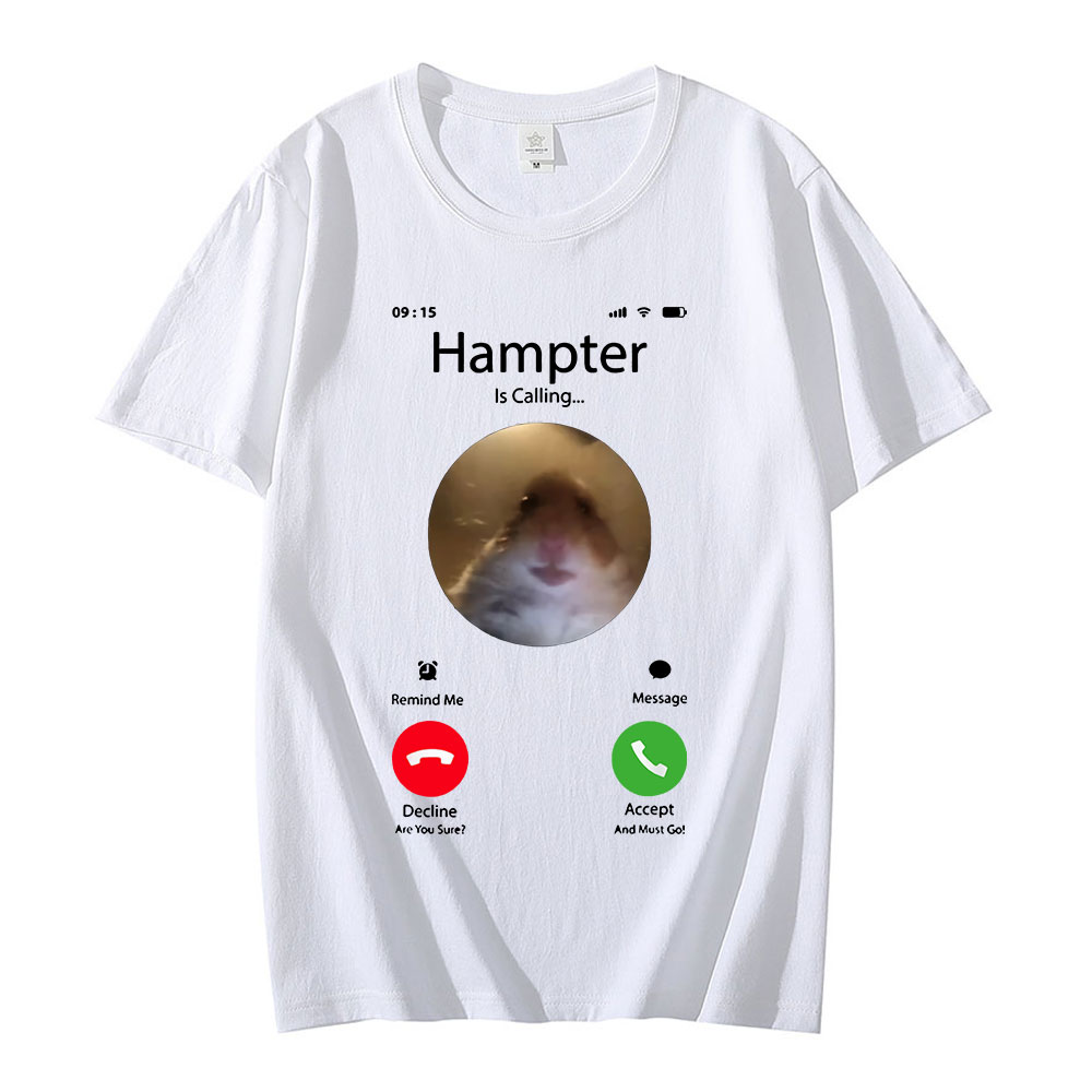 Klam meme hamster stirrer foran kamera hamster ringer t-skjorte korte ermer overdimensjonerte streetwear unisex: Xs / Beige
