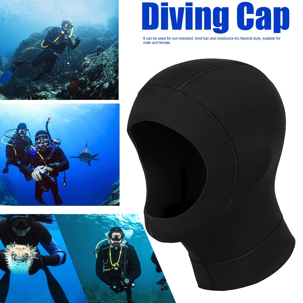 Män kvinnor 3mm scuba uv-skydd neopren sommar elastisk snorkling hålla värmen haklapp huva dykarmössa dykare hatt surfa simning