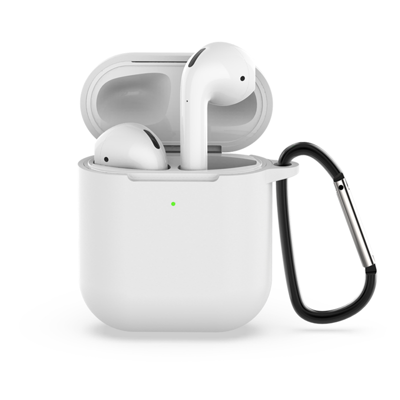 Neue Kopfhörer Fall Für Apple AirPods 2 Silikon Abdeckung Drahtlose Bluetooth Kopfhörer Fall Für Airpods 2nd Headset Coque Haken Loch: White