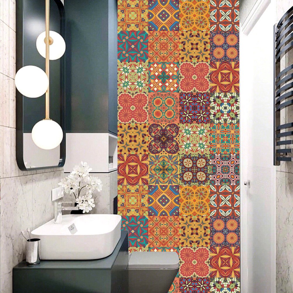 24Pcs Self Adhesive Wall Stickers DIY Tile Bathroom Wallpaper Household Kitchen Stickers Decoration Supplies