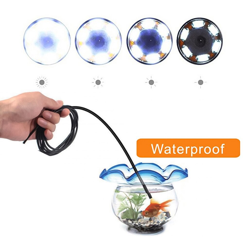 Endoscope IP67 étanche, 6 pièces, lumière LED réglable, USB Type C, caméra pour téléphone Android, 1m 2m 3.5m 5m 10m 7mm