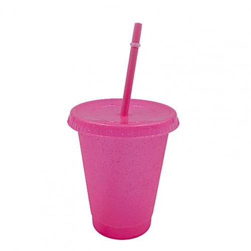 Adorable Water Bottle Multi-color Coffee Mug Smooth Reusable PP Cold Tumblers Cup: Pink S