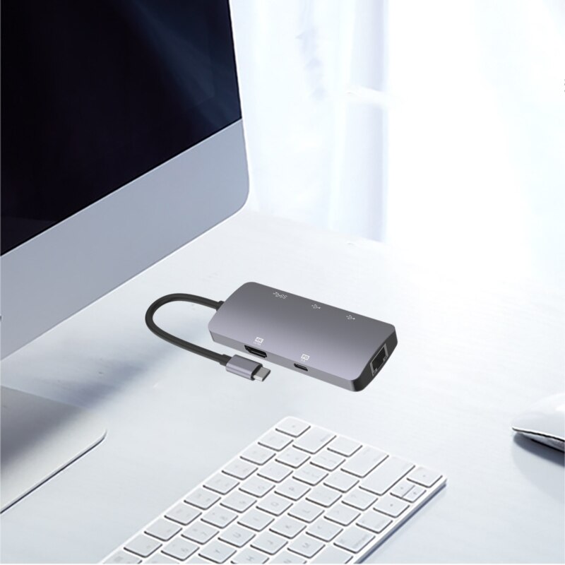 2022 Type-C Hub 6 In 1 Usb 3.0 Type C Docking Station Hdmi-Compatibel 4K pd Rj45 Ssd