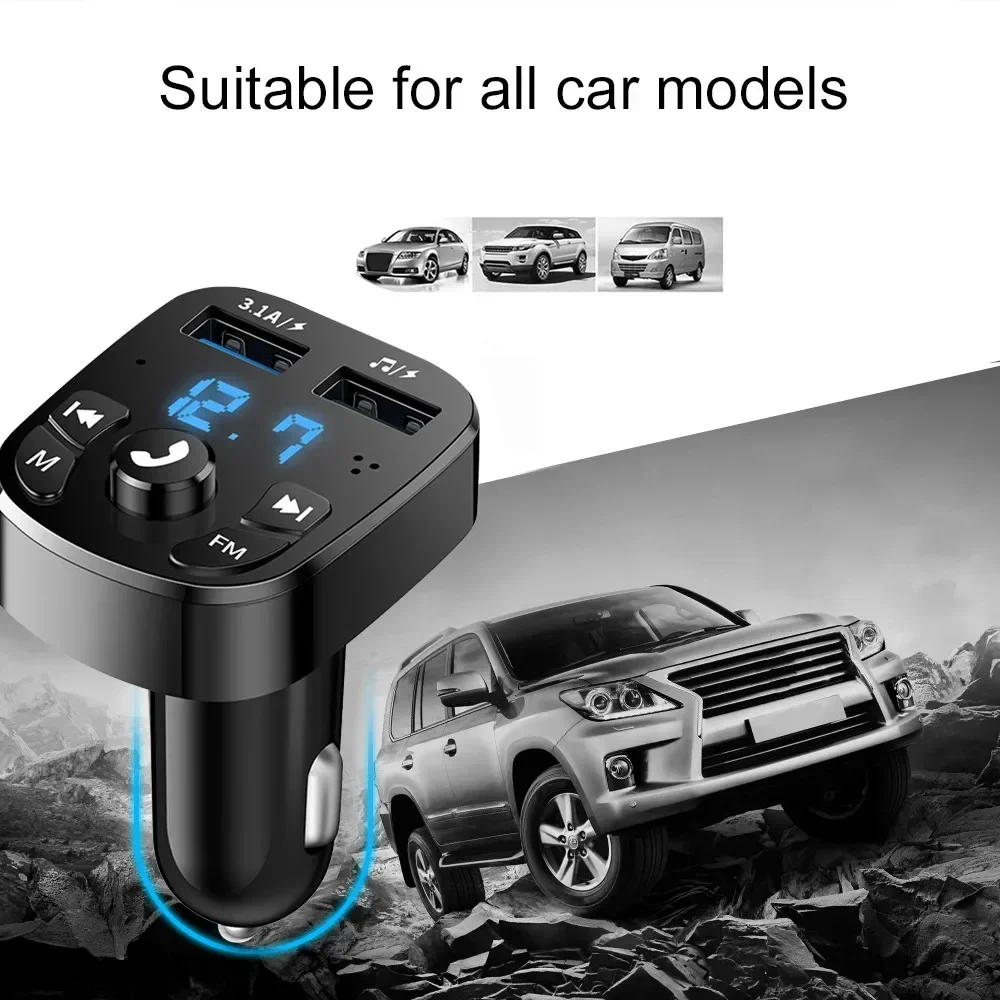 Reproductor de MP3 para coche, Autoradio, cargador manos libres 3.1A, cargador rápido para coche, transmisor FM, Audio Bluetooth, USB Dual, accesorios para coche