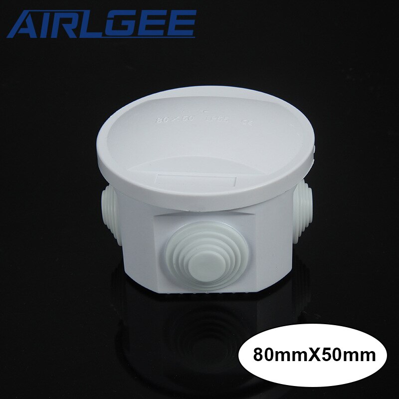 IP55 80x50mm White ABS Plastic Wires Waterproof Junction Box Round Outdoor Electrical 4 hole distribution box Rainproof Box