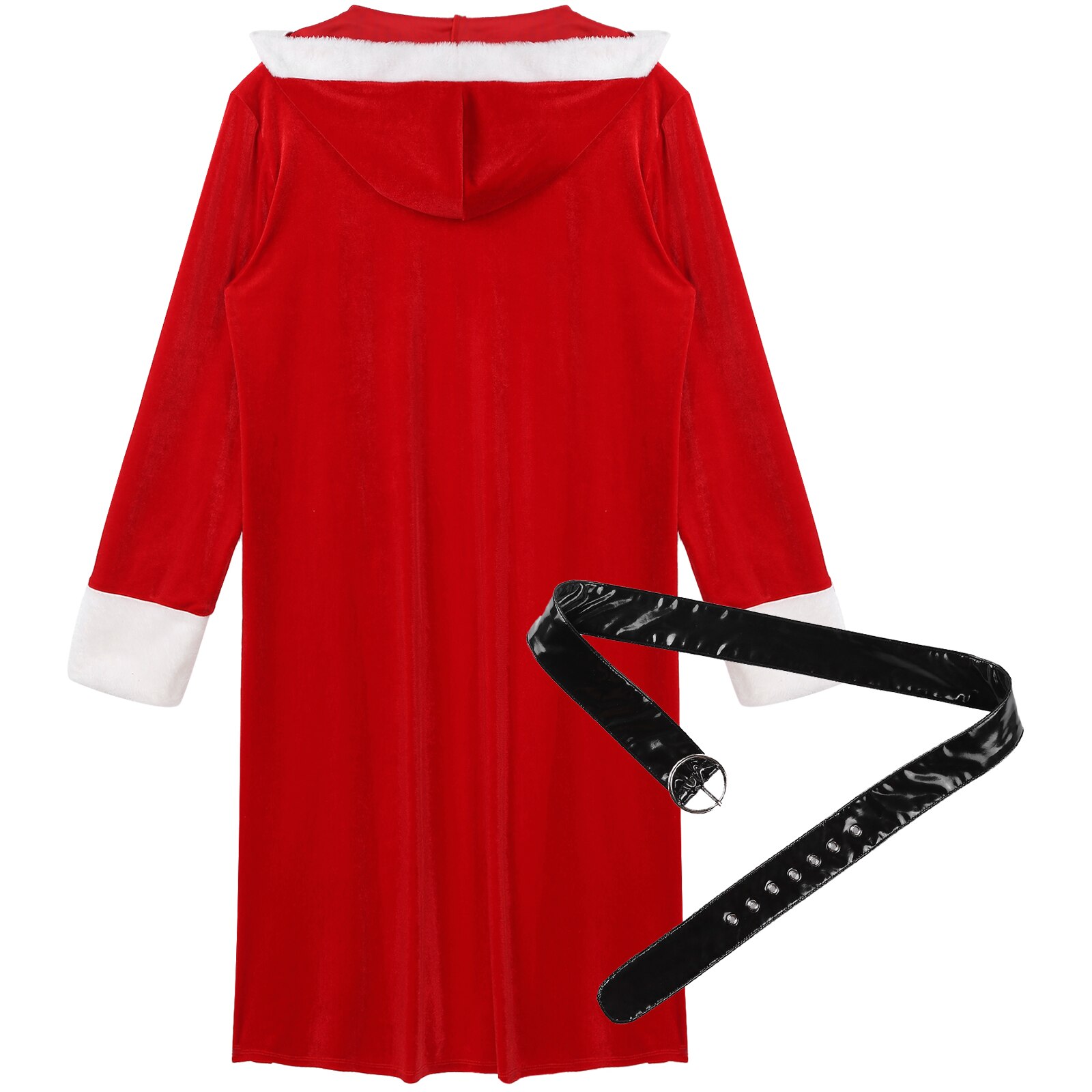 Heren Kerst Fluwelen Hooded Badjas Nachtjapon Open Voorzijde Nacht-Gewaad Met Lakleer Riem Flanel Nachtkleding Kimono voor Mannen