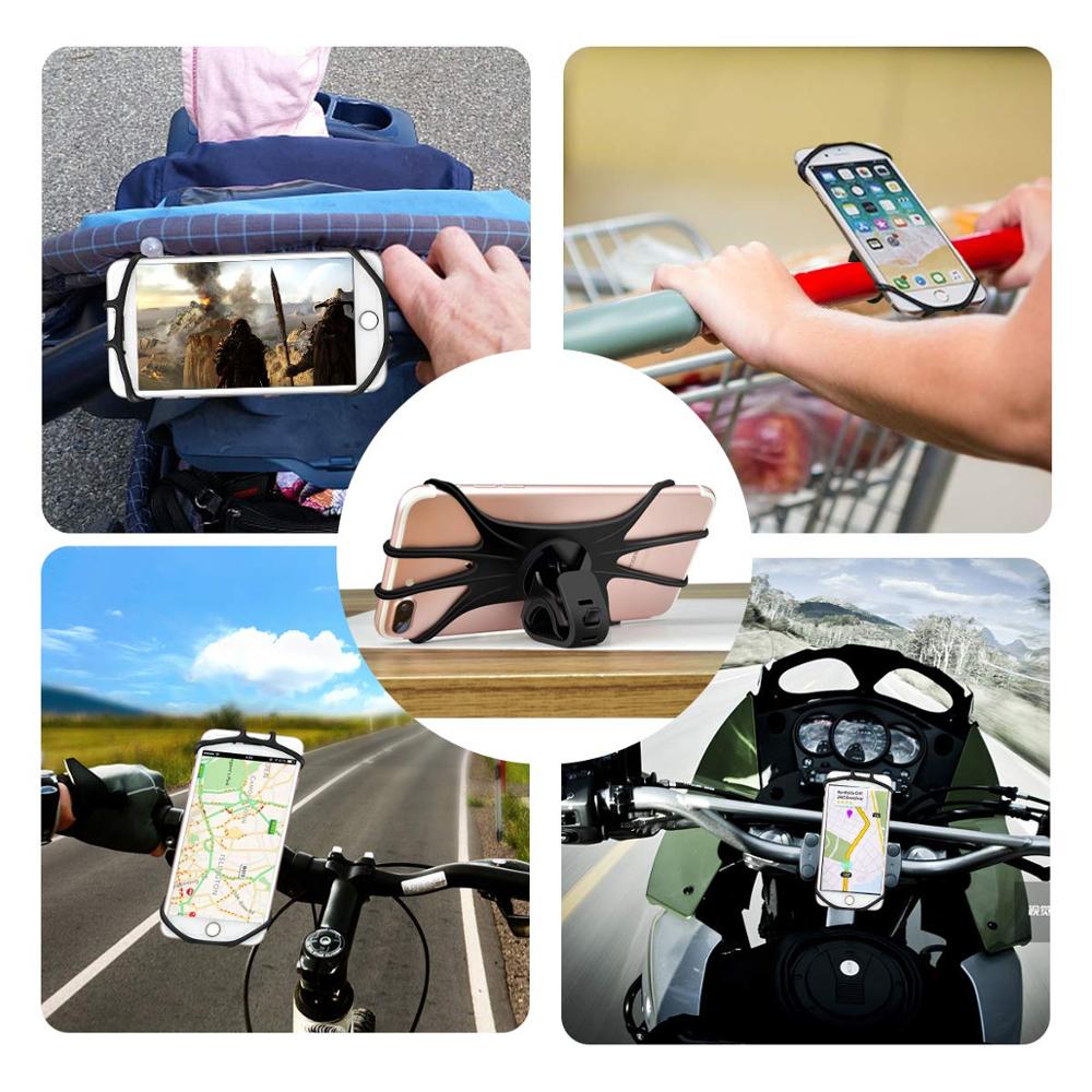 Soporte de silicona para teléfono de bicicleta, para IPhone 11 pro max 6 7 8 plus X Xr Xs, banda de montaje para teléfono móvil, Clip Universal para GPS y bicicleta