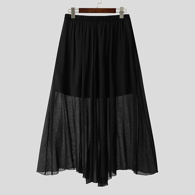 Mode Mannen Rokken Effen Kleur Streetwear Elastische Taille Koreaanse Stijl Mannen Bodems Rokken Baggy Losse Chic Rokken S-5XL Incerun: S