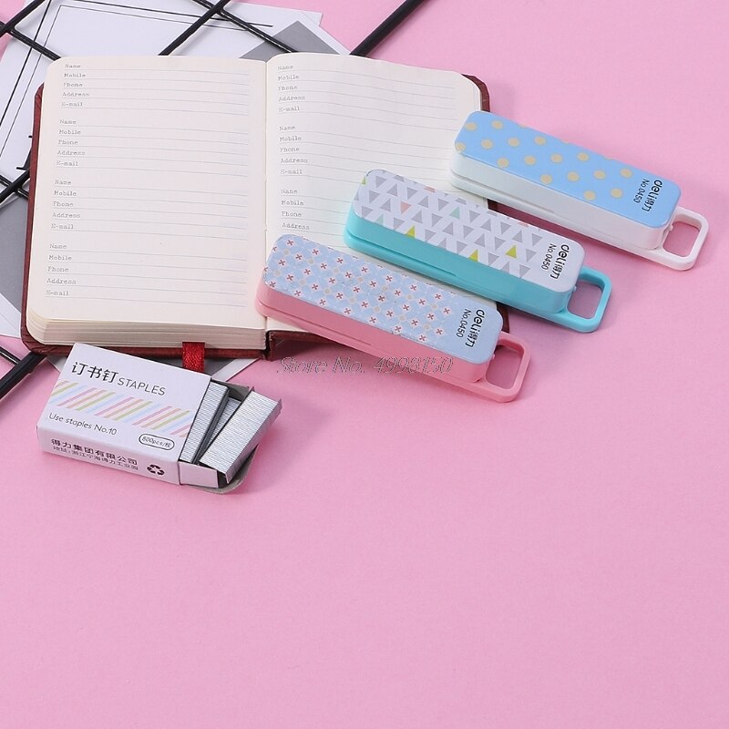 1 Set Manual Mini Stapler 3 Color Staplers Set Stationery School Office Supplies