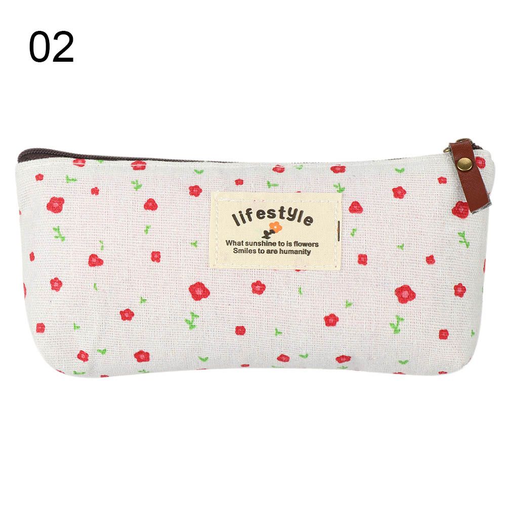 Pen Bags Pencil Box Stationery Bag Lovely Canvas Pastoral Floral Pencil Case: Yellow