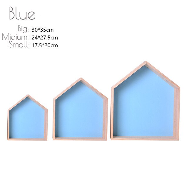 Kids Room Decoration Wooden Shelf For Kids Room Nursery Wall Wood Shelf For Children Boy Girl Room Wall Decor Wooden Board: 3PCS SET BLUE