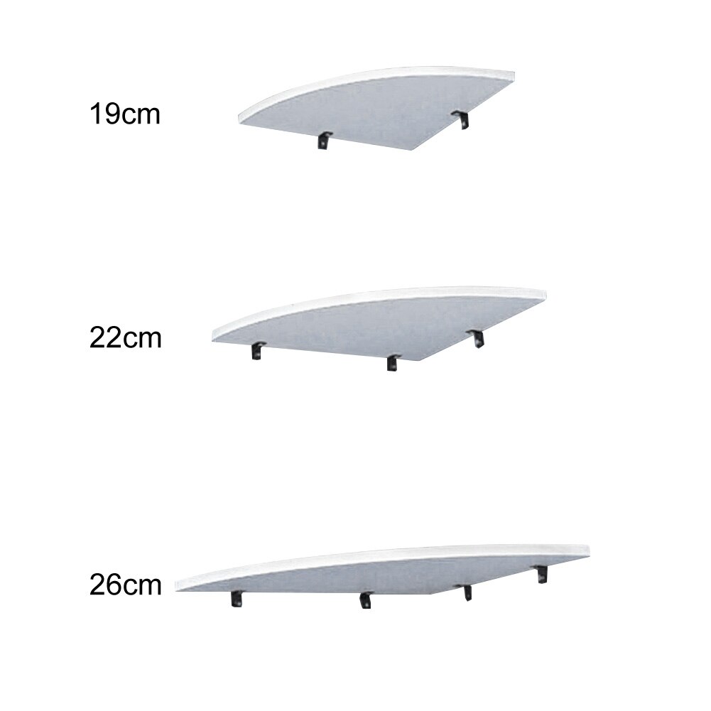 Estante de almacenamiento para decoración del hogar, esquinero con forma de ventilador montado en la pared, de plástico y madera, para baño y cocina, 3 unids/set