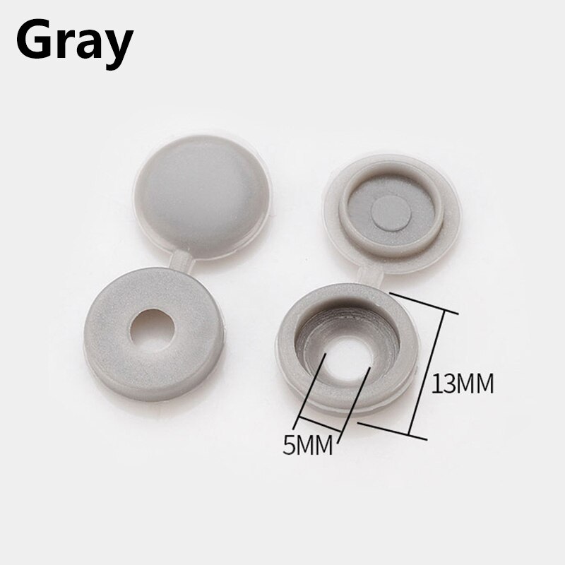 100Pc Screw Cover Fold Caps Button Plastic For Car Furniture M4 M5 Self-tapping Decorative Cover Prevent Dust Hardware Screw Cap: Gray