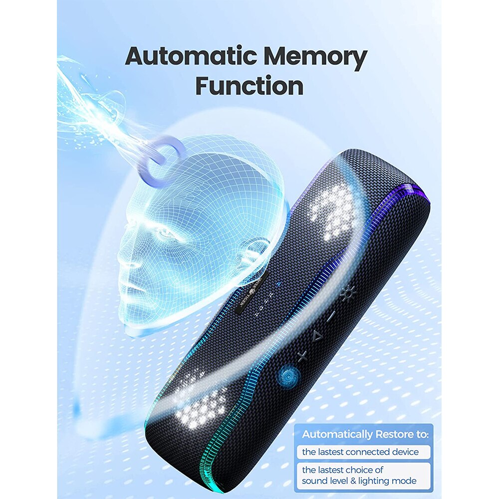 WISETIGER Luidspreker Buiten Draagbare IPX7 Waterdichte Klankkast BT5.3 Luidspreker Stereo met 25W Kleurrijke Licht Surround Luidspreker