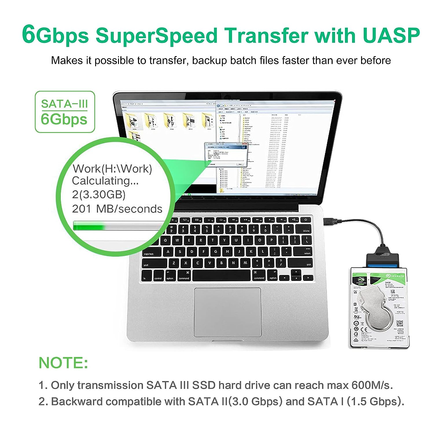 Cablu Adaptor SATA la USB - HDD SSD 2,5/3,5 Inch - USB 3.0/2.0 - Lungime 22/35/50cm - Cititor Hard Disk Extern
