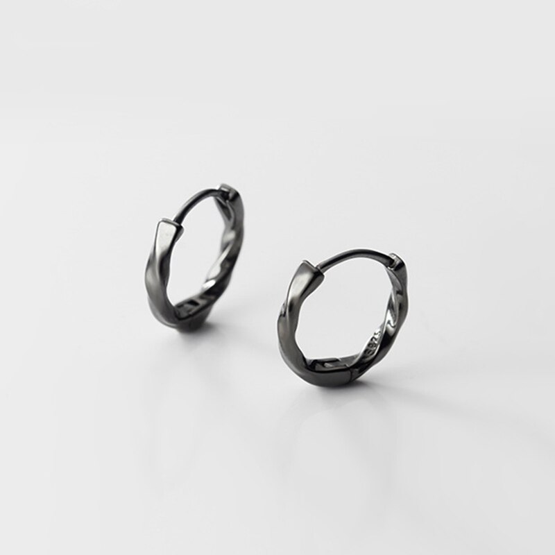 925 sterlina d'argento Delle Donne Degli Uomini punk Nero Vite intrecciare Orecchini A Cerchio attraverso Gotico pop anca salto unisex 3 Colori Orecchio gioielli