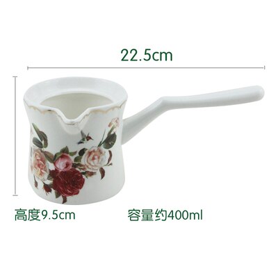 China Ceramics Small Milk Pan 280ml Milk Pot 400ml Coffee Pot Long Single Handle Microwave Steamer High Temperature Pot: A