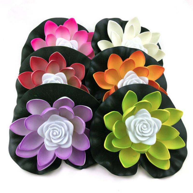 18cm Künstliche Lotus-förmigen Geändert Schwimm Blume LED Lampen Wasser Schwimmen Schwimmbad wünschen Licht Mit Einschließlich Batterie Blumen