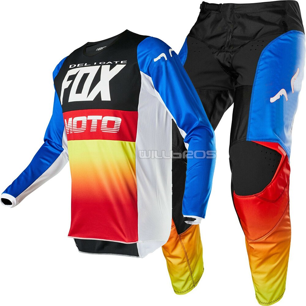 Delicate FOX 180 Fyce Gear Set Motorbike Street Moto Mountain Bicycle Cycling Suit Motorcycle Suit Black Grey Kit