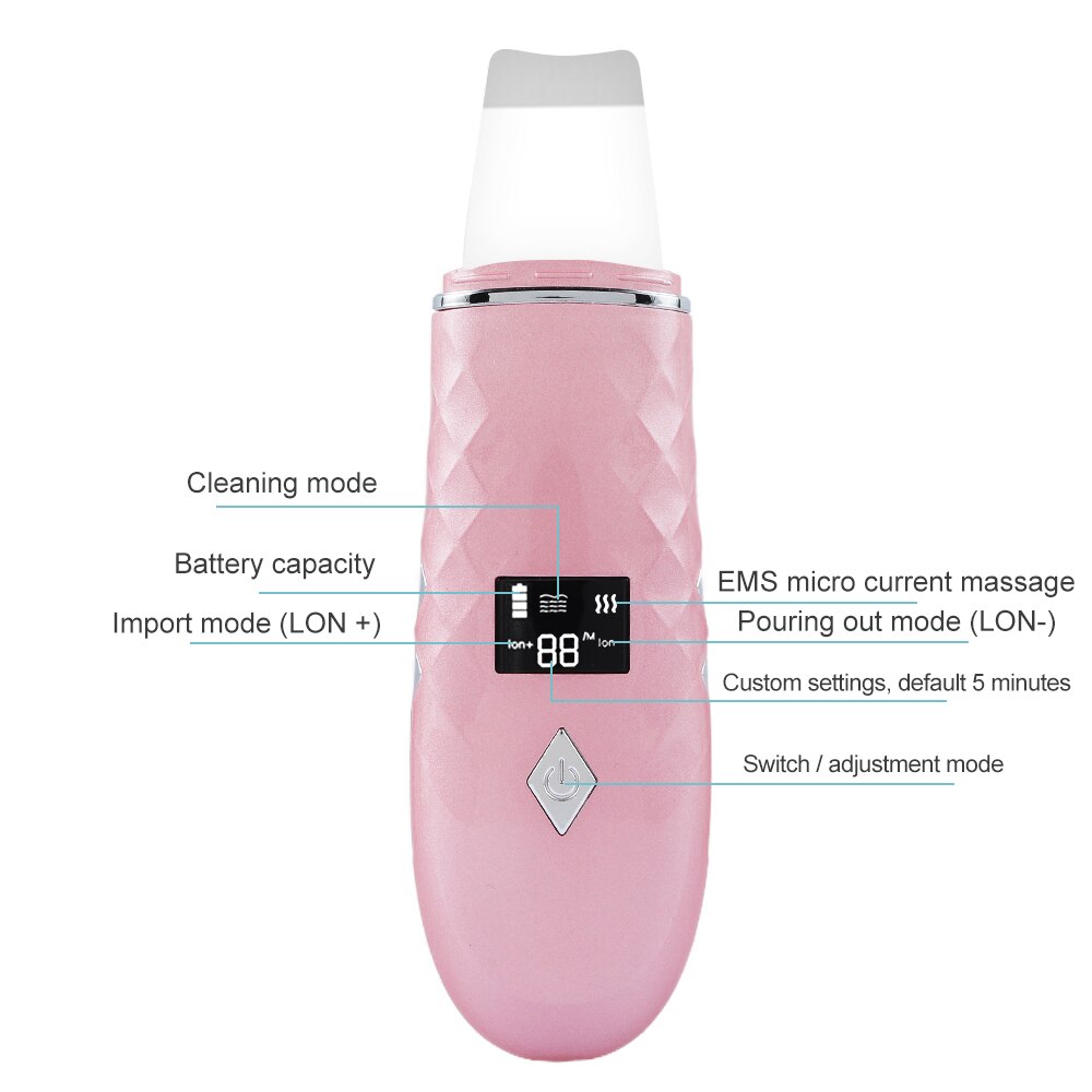 Depurador de piel con calor de 45 °C + rociador Facial de Nano ultrasónico, pala exfoliante eléctrica, limpiador de poros, masajeador de estiramiento Facial