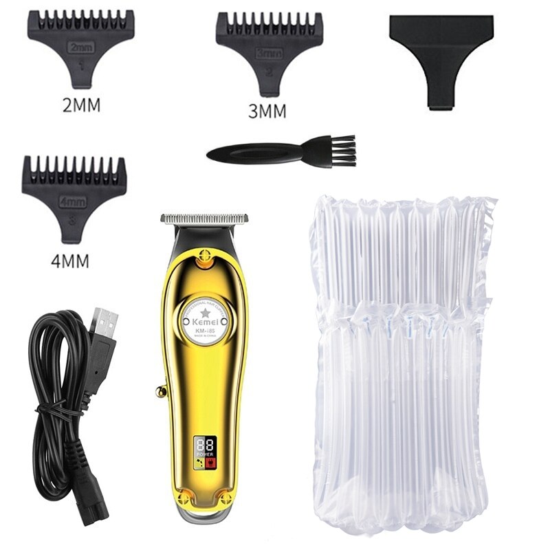 Original powerful all metal rechargeable LCD display hair trimmer electric beard trimmer for men hair clipper machine: bubble bag