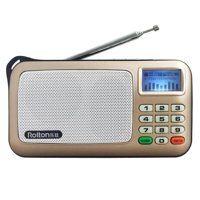 Rolton-reproductor MP3 W505 WMA WA, Mini altavoces de Radio FM portátiles con pantalla LCD, compatible con tarjeta TF, reproducción de música, linterna LED