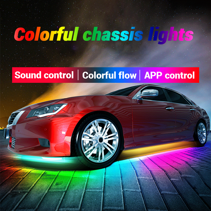 Symphony-tira de luces LED con retroiluminación para coche, lámpara de neón para debajo del cuerpo, 12V, RGB, Control remoto por voz, atmósfera decorativa automática