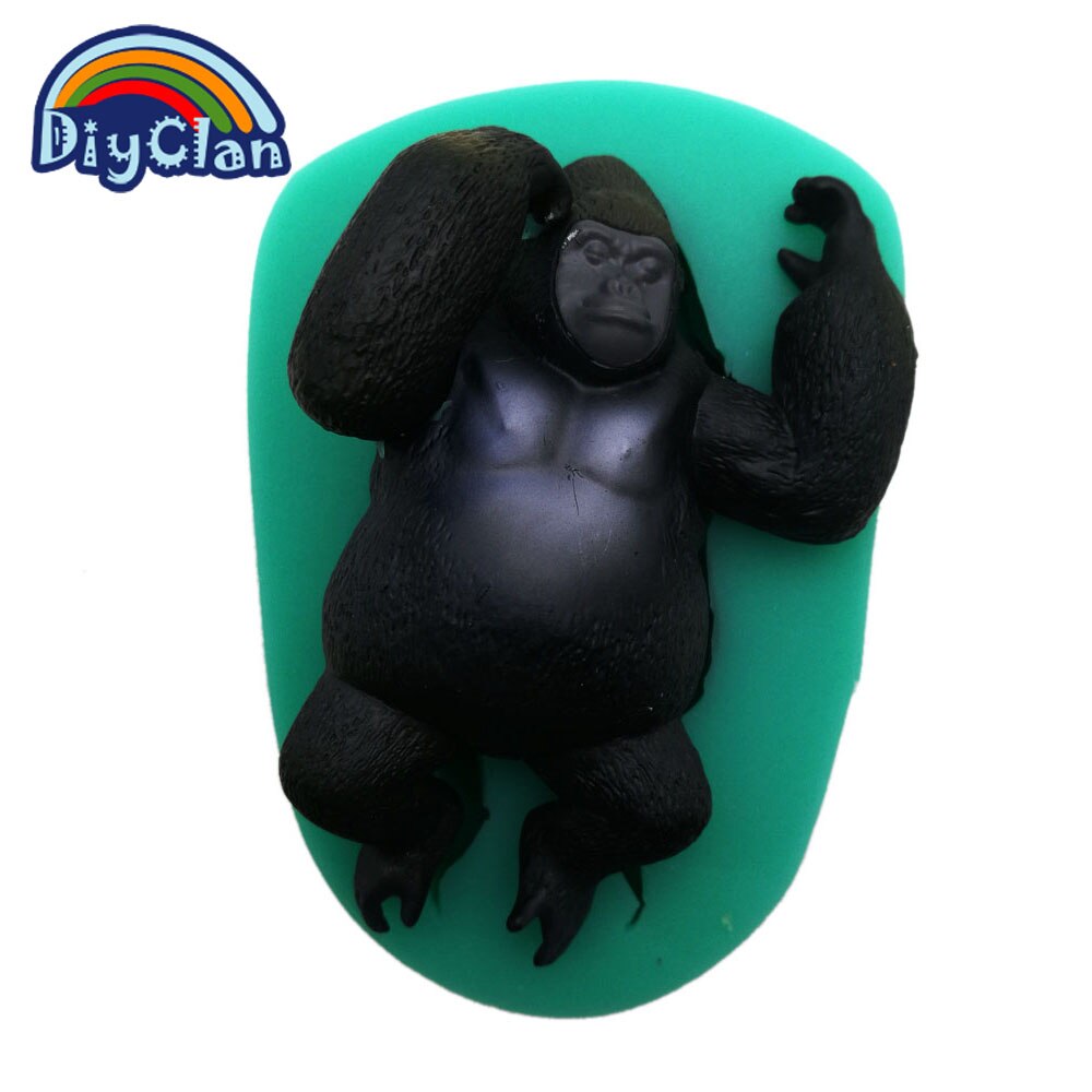 Moldes modeladores de silicone kingkong de chocolate, forma para decoração de bolo, argila de polímero, forma de resina de fondant, estilo animal gorilla f0714jg