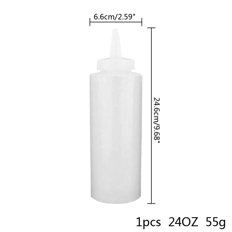 Botella de plástico de alimentaria para cocina, botella exprimible de 8OZ/12OZ/24OZ, para salsa de aceite de oliva, Ketchup, Mustard, Mayo, utensilios para barbacoa: 1pcs 24oz white