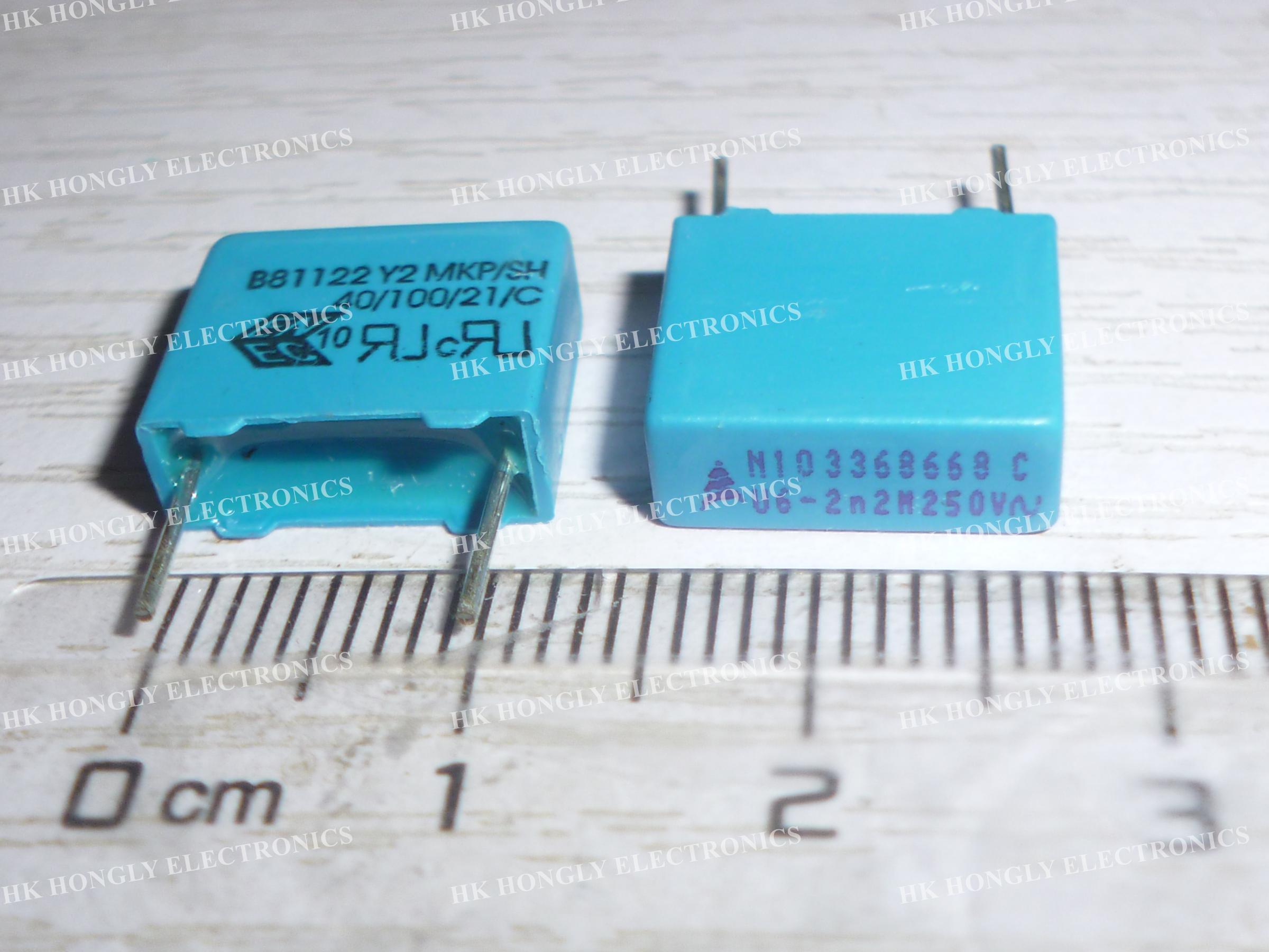 50PCS B81122 Y2 MKP/SH 1n 2n2 M 250V 0.001UF 0.0022UF 1NF 2.2NF 250VAC 102 222 P=10mm Film Capacitor: B81122 2n2 M 250V