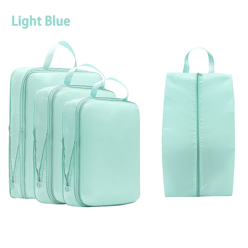 4 stks/set Reizen Compressie Tas Bagage Organisator Reisetui Verpakking Cubes voor Reistas Organisator Reizen Opbergtas: Blauw