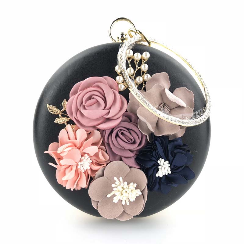 Sac à main rond de soirée pour femmes, pochette de soirée rouge, célèbre de luxe à la de ,: Black