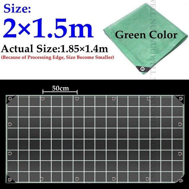 0.3mm Green PE Rainproof Cloth Outdoor Canopy Swimming Pool Shade Net Garden Plants Cover Waterproof Cloth Shading Awning: 2x1.5m