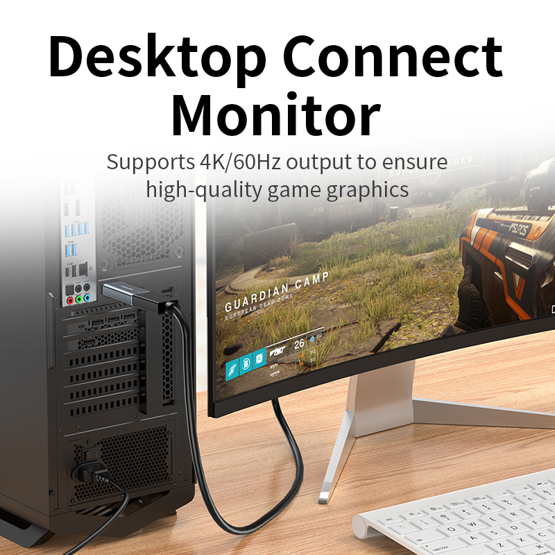 Unnlink Adapter 4K DisplayPort na HDMI DP męski na żeński Konwerter HDMI do karty graficznej PC Laptop na monitor HD TV Projektor