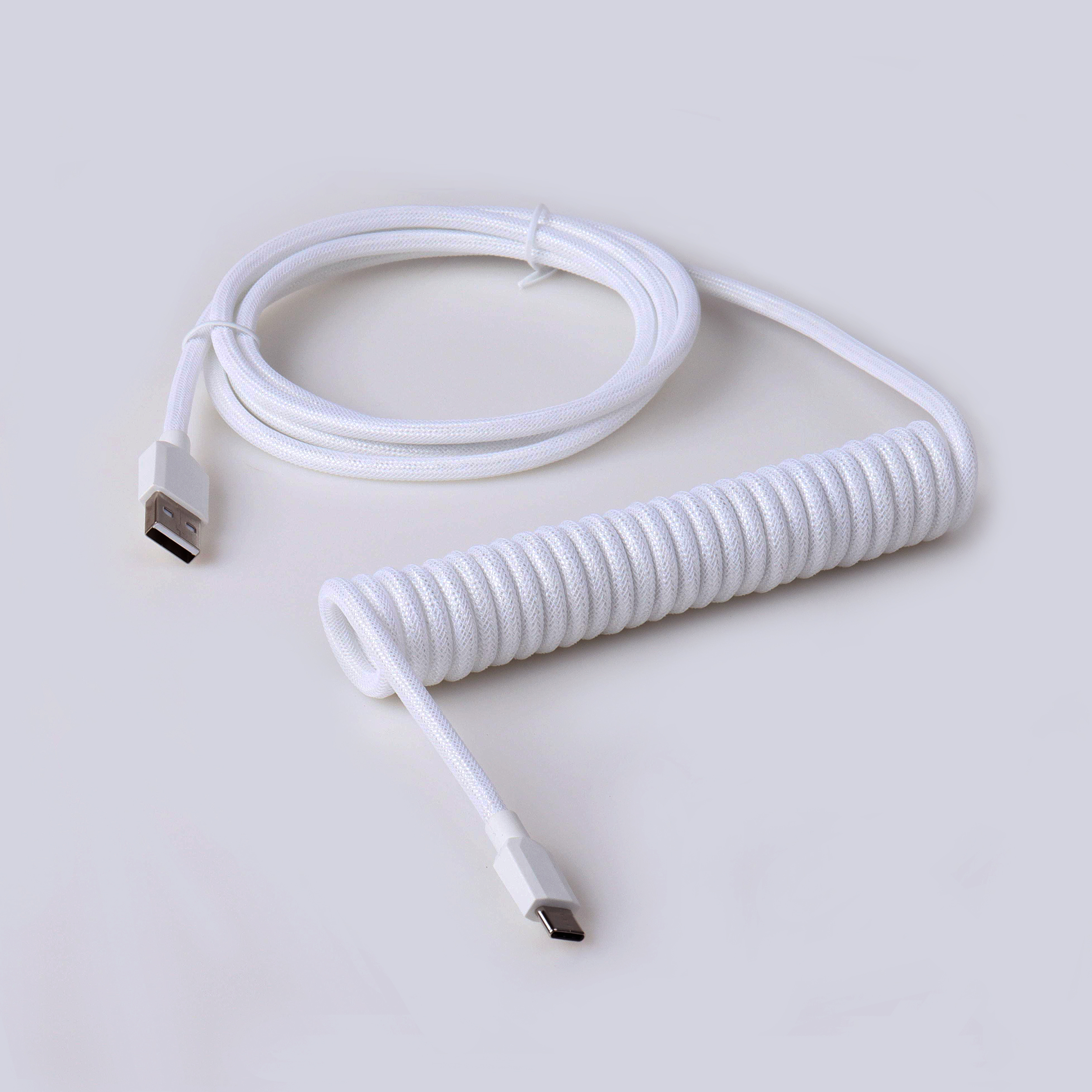 Lano mekanisk tastatur datakabel type-c til usb spiralfjær aviator-ledning 2.5-3m: Hvit