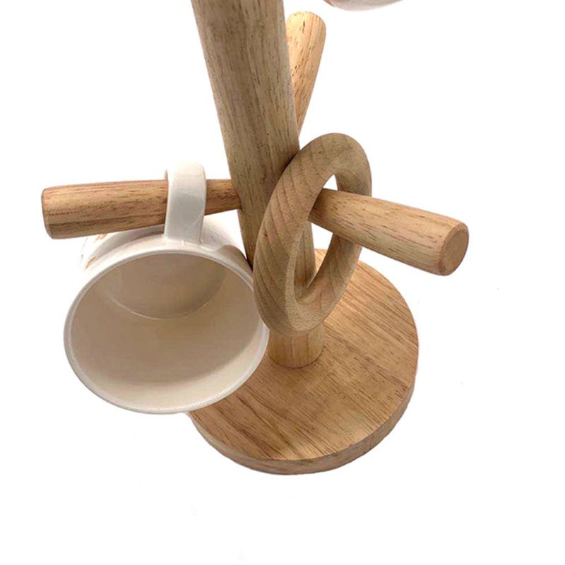 1Pc 6 Hooks Mug Holder Tree,Wooden Cup Holder Mug Tree Holder Rack Tabletop Holder,Tea Coffee Cup Mug Hoooks Mug Cup Tree