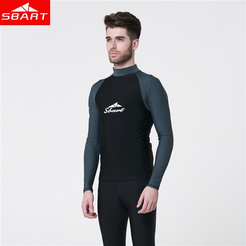 SBART Long Sleeve Rashguards Swim Shirts Men Summer Anti UV Quick Dry Surf Rash Guards Shirt UPF 50+ Scuba Diving Suits T-Shirts