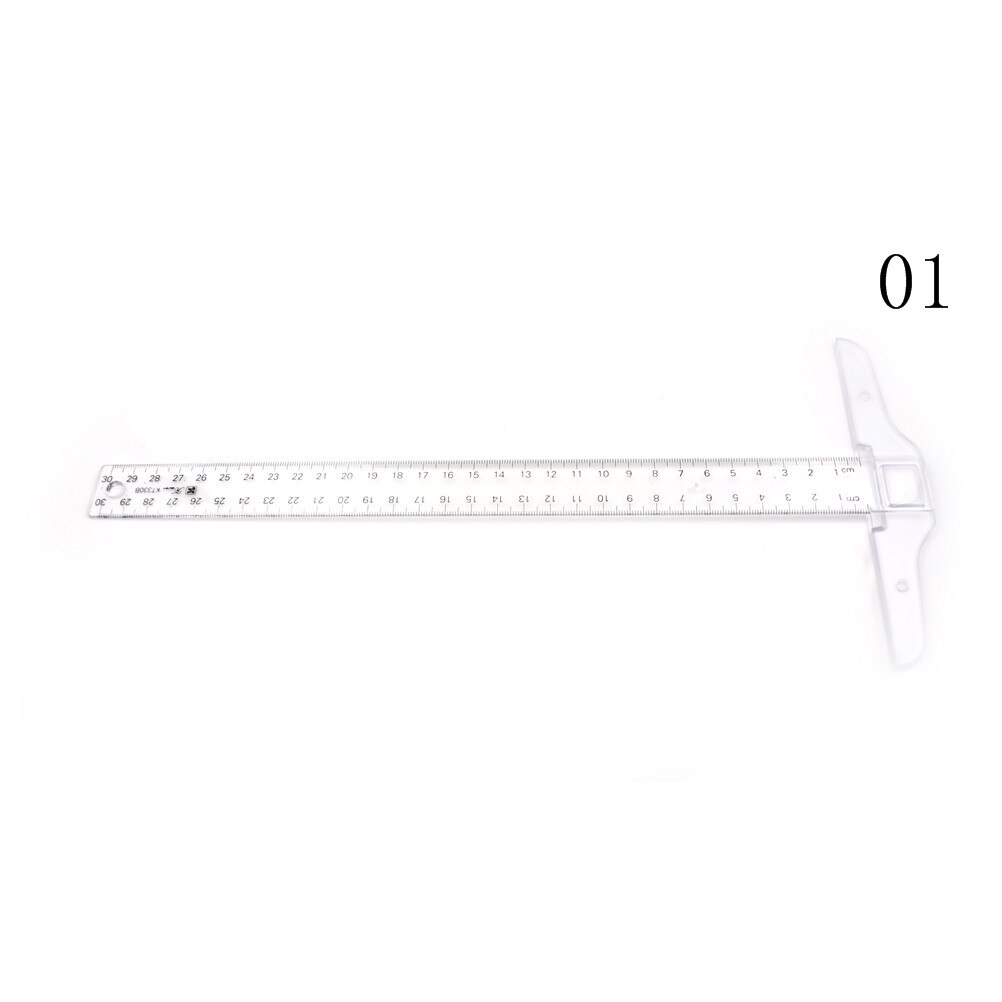 1 st 30cm t-formad linjal i plast klar transparent mått rak linjal mätverktyg: 1