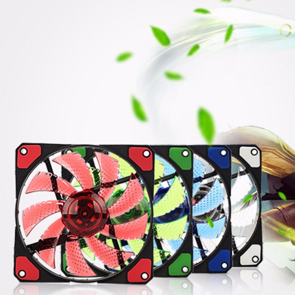 120mm Computer PC Case Cooling Fan Ultra Silent 15 LEDs 12V With Rubber Quiet Molex Connector 3 / 4Pin plug fans Cooler