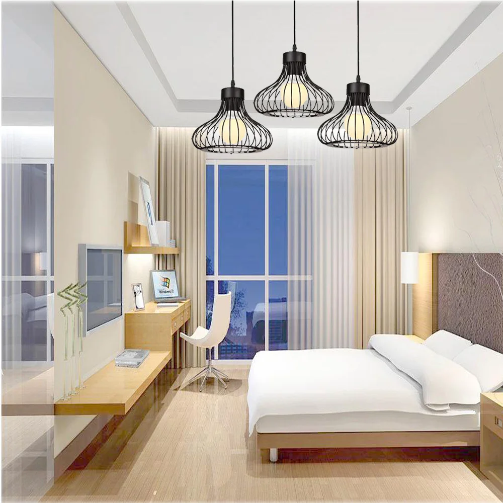 Metal nedadgående lampe jern indbygget retro loftslampe nedadgående lampe  e27 sort gangbro køkken boligindretning armatur