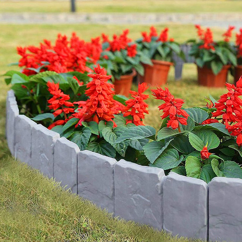 Bordures de pelouse en plastique aspect pierre, bordure de parterre de fleurs, bord de coupe, bordures de parterre de fleurs, clôture de jardin