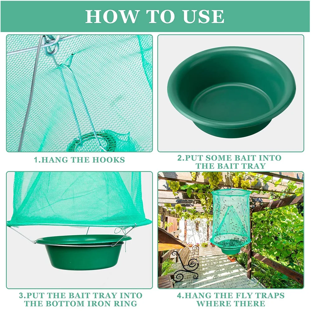 Pest Control Reusable Hanging Fly Catcher, Killer Flies, Flytrap Cage, Net Trap, Garden, Home
