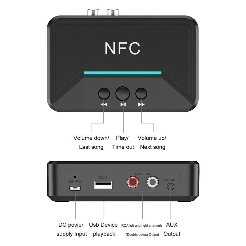 Wireless Bluetooth 5.0 Receiver RCA AptX LL NFC 3.5mm Jack Aux USB HiFi Stereo Audio Adapter Dongle For Car Speaker A2DP/AVRCP