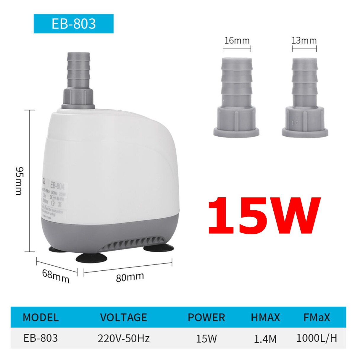 110V/220V 5-40W Multifunctional Aquarium Water Pumps Tank Pond Pool Fountains Pump Waterproof Submersible Fish Pond Water Pump: 15W