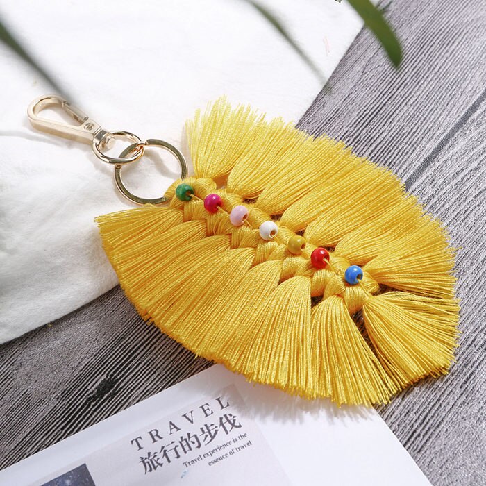 1PC Style Bohemia Leaf Tassel Fringed DIY Jewelry Garments Bag Decorative Accessories Key Chain Pendant Craft Cotton Tassels: 12
