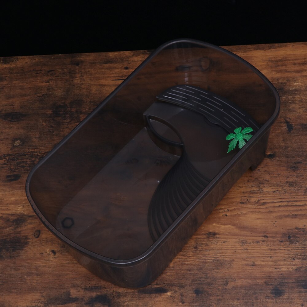 Reptiles Amphibians Habitat Terrarium Vivarium Tank Breeding Box with Plastic Coconut Tree for Terrapin Tortoise Turtle Lizard: Black