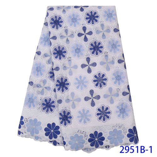 Oranje en witte katoenen kant stof, kant stijlen nigeria, geborduurde stoffen met stones voor jurken KS2951B-5: Picture 1