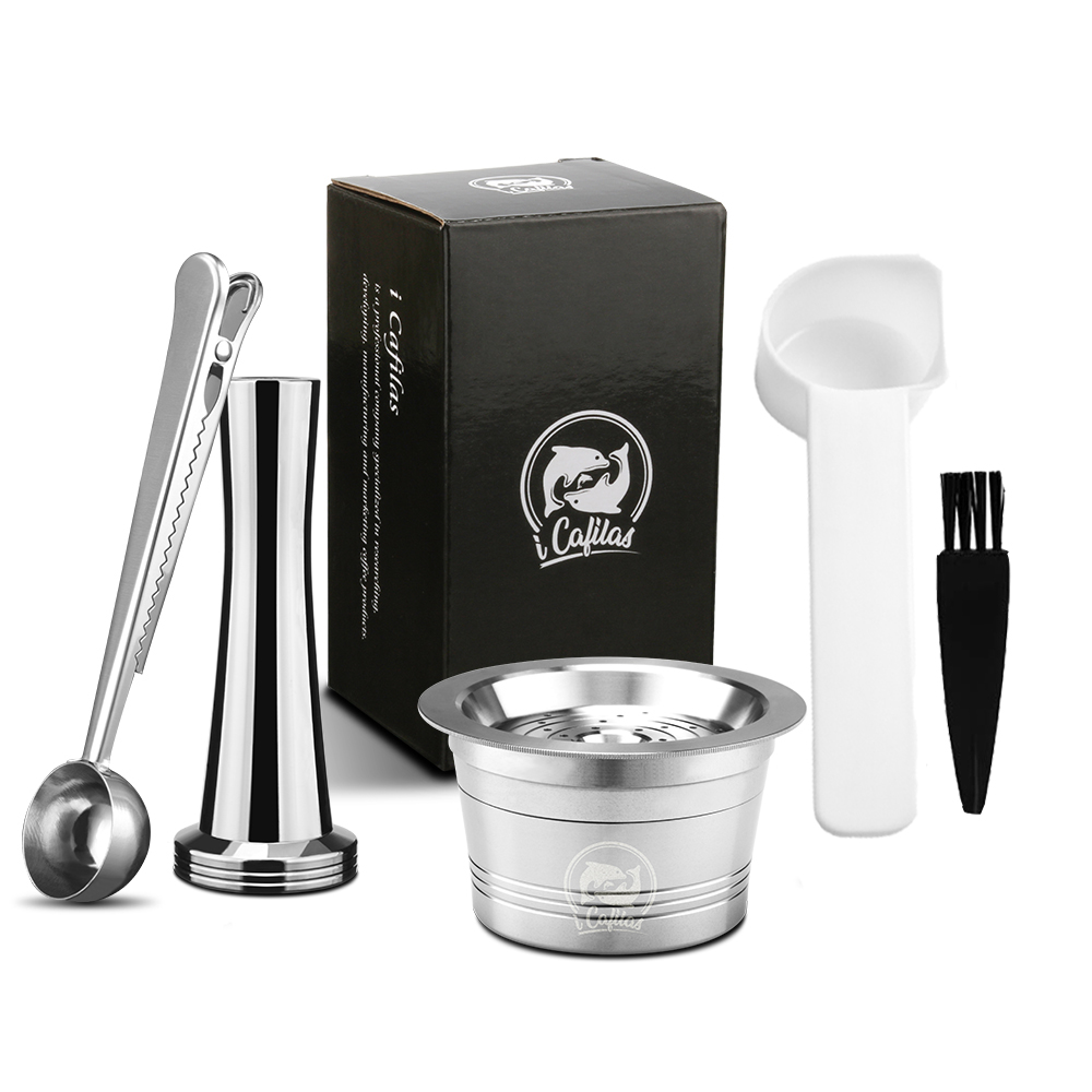 Cápsulas de café para Cafissimo Tichibo, cápsulas rellenables de acero inoxidable, Crema reutilizable, café permanente: 1Cup 1Tamper 1S