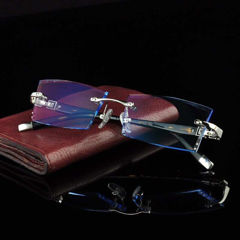 Ultralight Men Rimless Eyeglass Frames Myopia Spectacles Gradient Diamond Trimming Glasses Frames Prescription Optical Eyewear