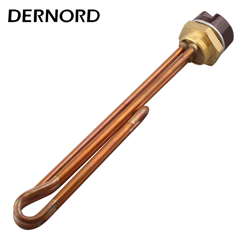 Calentador de agua eléctrico con elemento calefactor de inmersión de 220V con control de temperatura calentador Tubular de rosca DN32 resistencia de cobre: Grey